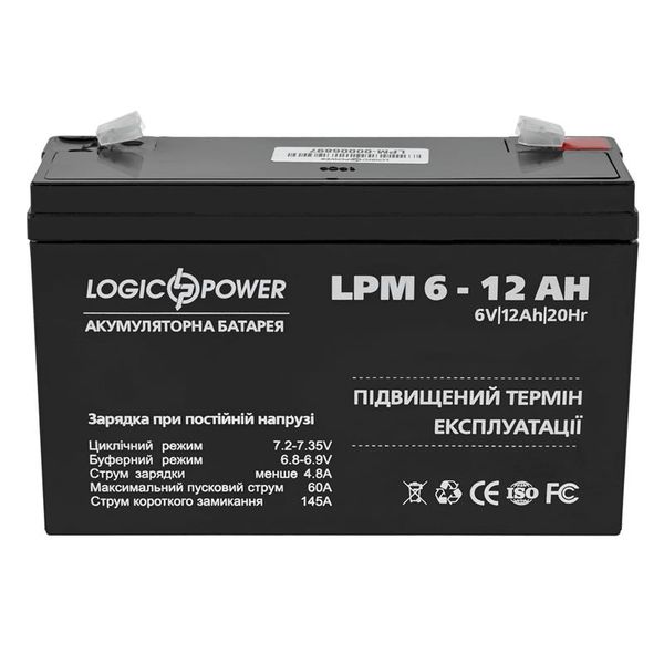 Акумуляторна батарея LogicPower LPM 6V 12AH (LPM 6 - 12 AH) AGM(LP4159) LP4159 фото