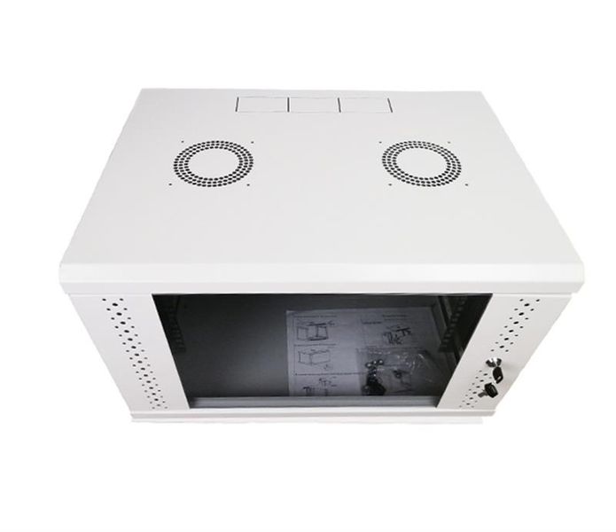 Шафа настінна EServer 19" 6U-600х350х370 (скло), сіра (ES-Е635G) 291015 фото